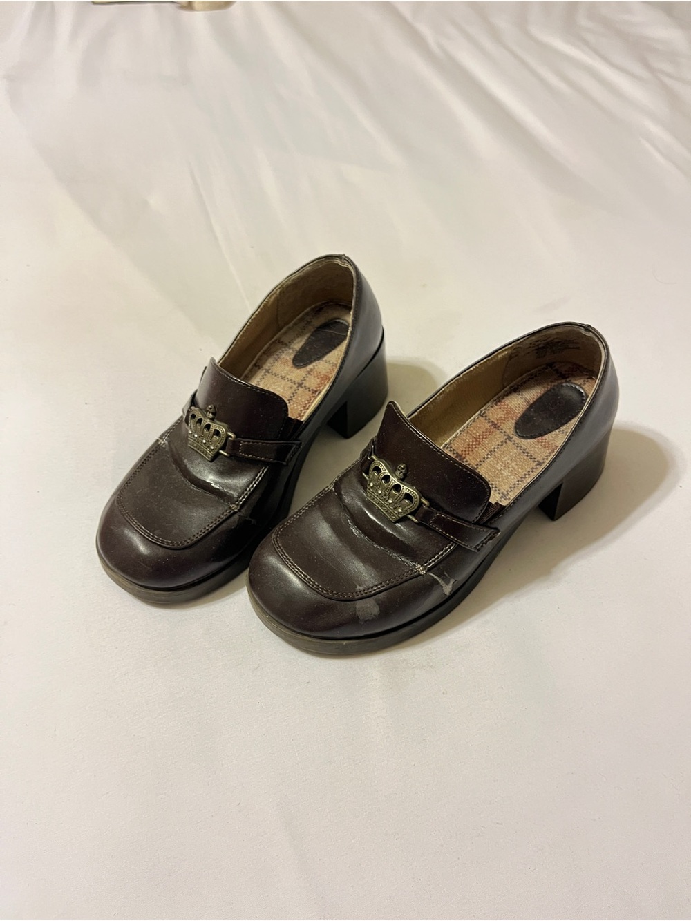 Sonoma Brown Chunky Heel Loafers Crown Emblem Size 4